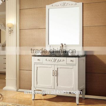 WTS-8455 french style furniture china /modern simple white solid wood bathroom cabinet