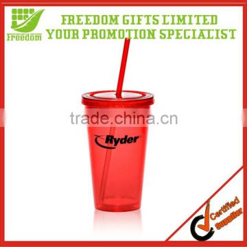 Promotional Gifts Double Wall Tumbler With Straw