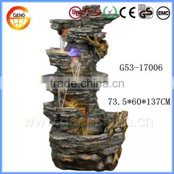 Five floor rock garden water decoration resin fountain with stone appearance