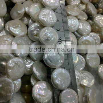 7-8mm white coin freshwater pearl strand wholesale
