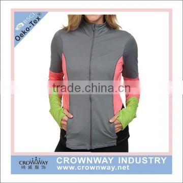 Four-way Stretch Comfort Womens Athletic Yoga Sports Jacket With Neon Green Fabric