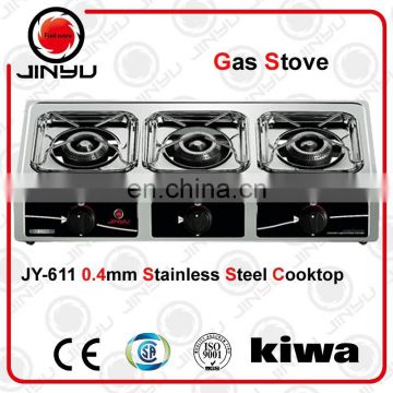 sales hot 3 burner electric ignition gas stove with stainless steel surface