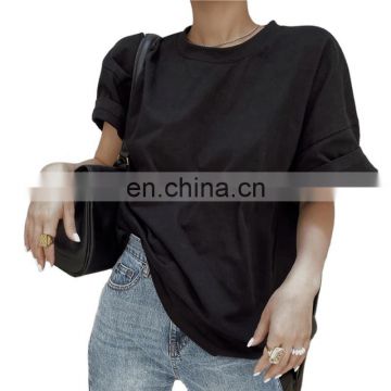 T-shirts Tops Minimalist Black Clothing Casual  Custom Cotton