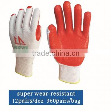 latex rubber gloves/ rubber hand gloves / rubber coated cotton glove wear- resistant glove