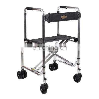Foldable aluminum frame walking aids PVC handle orthopedic 6 wheels disable walker for adults