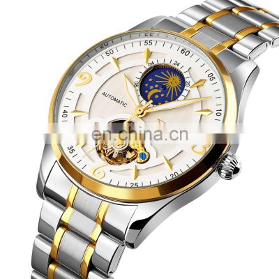 SKMEI 9239 OEM Luxury Stainless Steel Band Watch Automatic Mechanical Men Wristwatches with Custom Logo