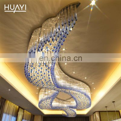 HUAYI  Interior luxury pendant light chrome LED chandelier Nordic modern crystal glass chandelier
