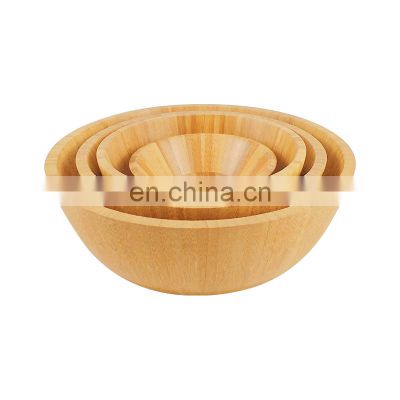 Cheap 100% Natural Round Salad Bowl Bamboo Wooden Bowl Set