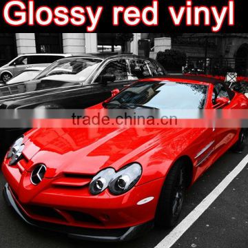 most popular glossy red vinyl sticker for car, 1.52*30m each roll glossy red wrapping sticker film