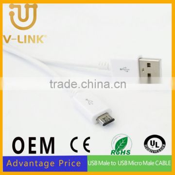 Factory male to male usb to micro usb cable 2.0 for cellphone accesories