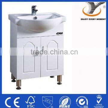 White Standing bathroom pvc cabinet with Aluninum feet