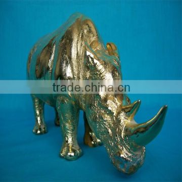resin animal gold rhino figurine