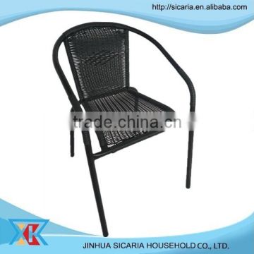 outdoor steel frame with wicker seat and back chair