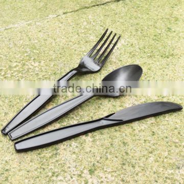 Black Color Medium Weight Plastic PP cutlery Kit