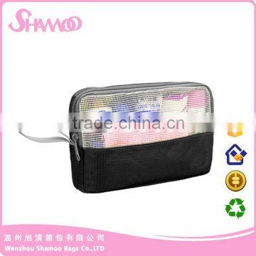 cheap and high quality lucency mesh makeup bag cosmetic bag with handle