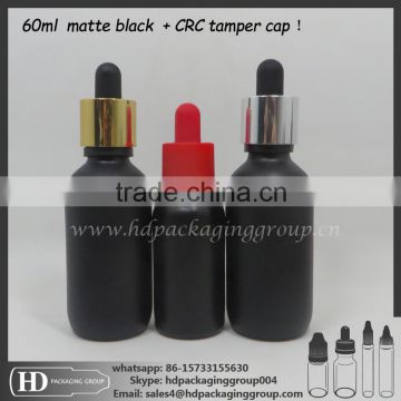 60ml black matte glass dropper bottles for eliquid bottle childproof tamper cap