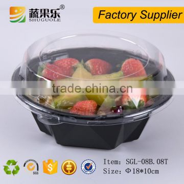 Factory supply PET plastic disposable fruit salad bowl with lid