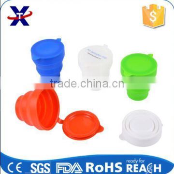 environmental Colorful Silicone Folding Cup Telescopic Collapsible with Lid /food grade silicone cup