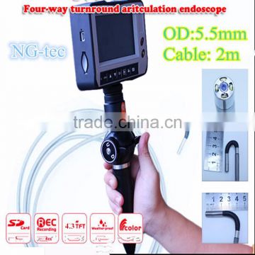 360 degree rotation Flexible industrial inspection endoscope with 5.5mm LED camera