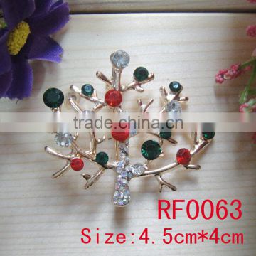 RF0063 New design beautiful christmas tree metal flower brooch for Christmas