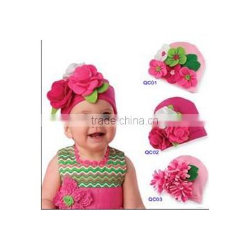Christmas baby cotton flower baby hat