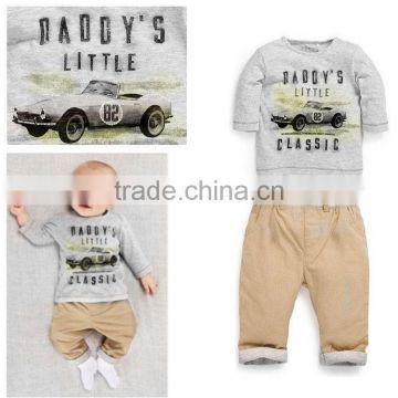 Cool Car Baby Set Outfits Gray T-shirt Handsome Boy