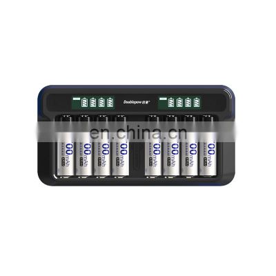 OEM Customized 8 bays USB DC5V Input AA AAA rechargeable battery charger with LCD smart display