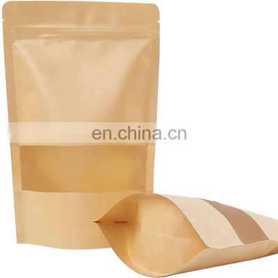 Custom Printed Stand Up Doypack Kraft Paper Food Pouch Packaging Bag With Zipper