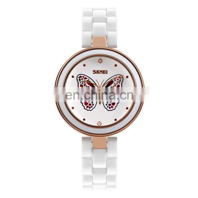 Fashion SKMEI 9131 Ladies Luxury Ceramic Watches Diamond Women Quartz Watch