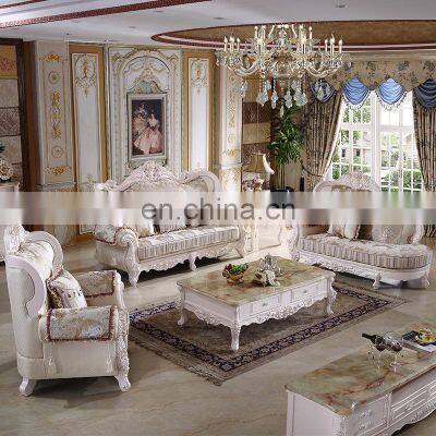 High quality classic furniture solid wood carved living room sofa