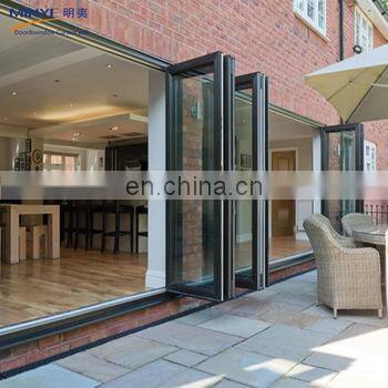 China made low price exterior clear glass commercial  folding door aluminum accordion door