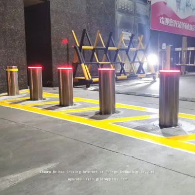 Residential Use Traffic Barrier Rising Bollard with Led Light 304 Stainless Steel Car Retractable Automatic Bollards