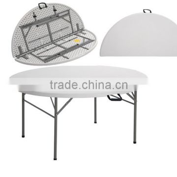 HL-T-15021 60" white plastic HDPE+ steel tube round folding table new design                        
                                                Quality Choice