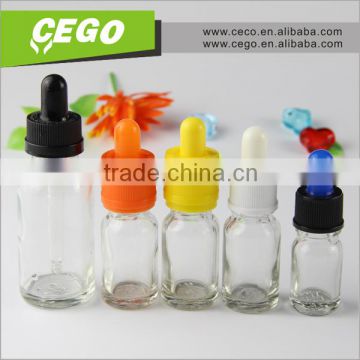 30ml boston round clear childproof glass dropper bottle