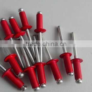 Red color aluminum/steel pop rivets with dome head