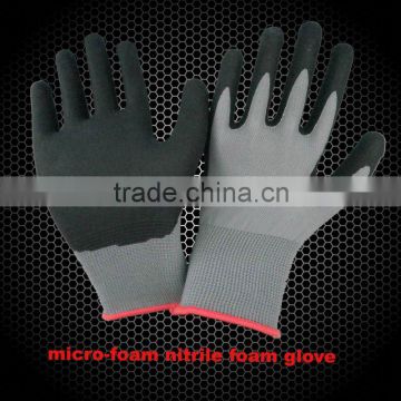 13 gauge nylon or polyester knitting sandy foam latex coated safety glove