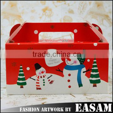 Merry christmas apple cake candy gift box,paper cardboard suitcase box with handle