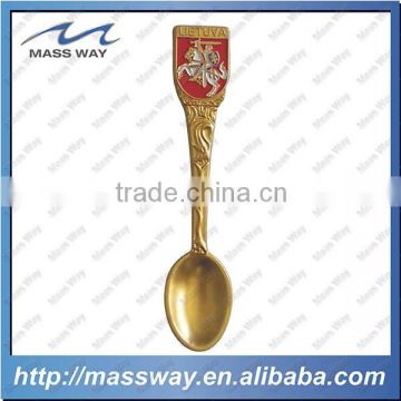 custom 3D die casting zinc alloy enamel gold tea spoon