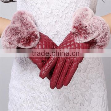 Red Glove Rabbit Fur Lined Glove With PU
