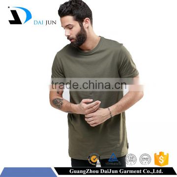 Guangzhou OEM Clothing High quality 100% cotton Brown Men's plain long length t-shirts