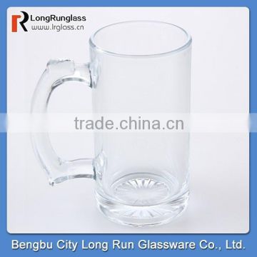 LongRun 354ml cylindrical glass beer mug with handle,wholesale