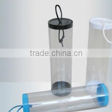 Customizable Hot sale PVC Clear Cylinder Tube With colorful lids and hand stripe