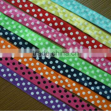 Polka Dots printed foldover elastic for accessories