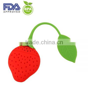 Silicone Strawberry Tea Strainer with a Leaf