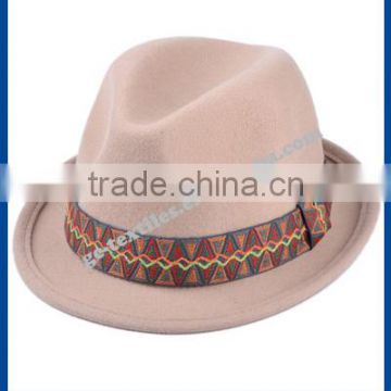 hot new products for 2014 Harajuku style color grid lace 100% wool Fedora hat ladies hats wholesale