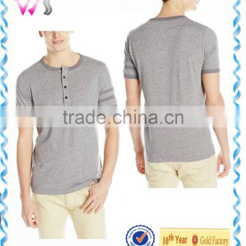 Wholesale Mens Rolled Hem Cotton Mens Blank Dry Fit Henley T-shirts