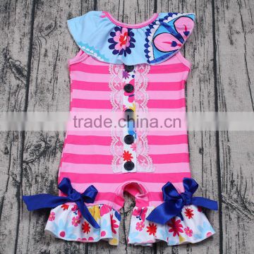 Yawoo new arrival pink flower girls boutique romper infant baby one-piece jumpsuit kids bodysuit children climbing clothing cute