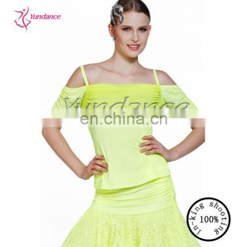 AB002 2015 Polyester Women bright yellow dress dance