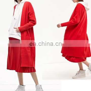 Red Long style women sweaters cardigans