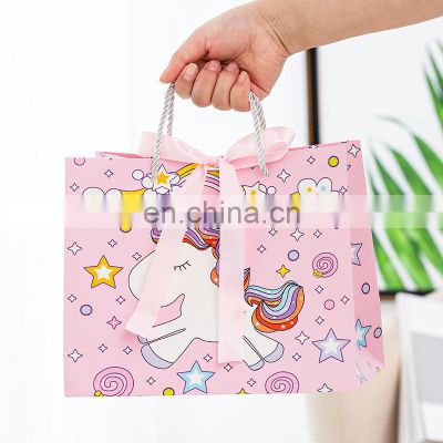 Customized Birthday Pink Unicorn Mini Small Goodie Gift Bag For Kids Party